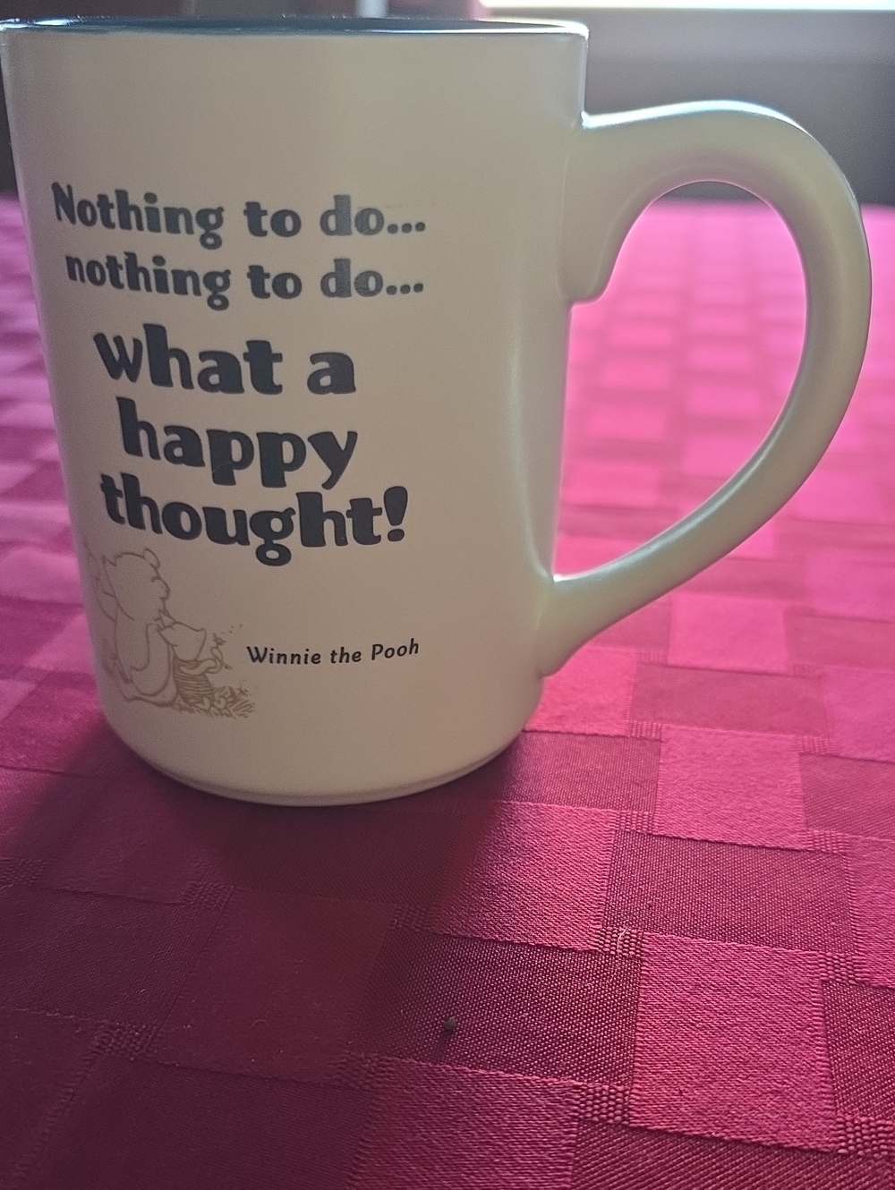 Disney Off White Winnie the Pooh 14 Oz. Mug — Brown Text
